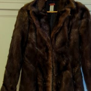 Elegant Brown Faux Fur Coat